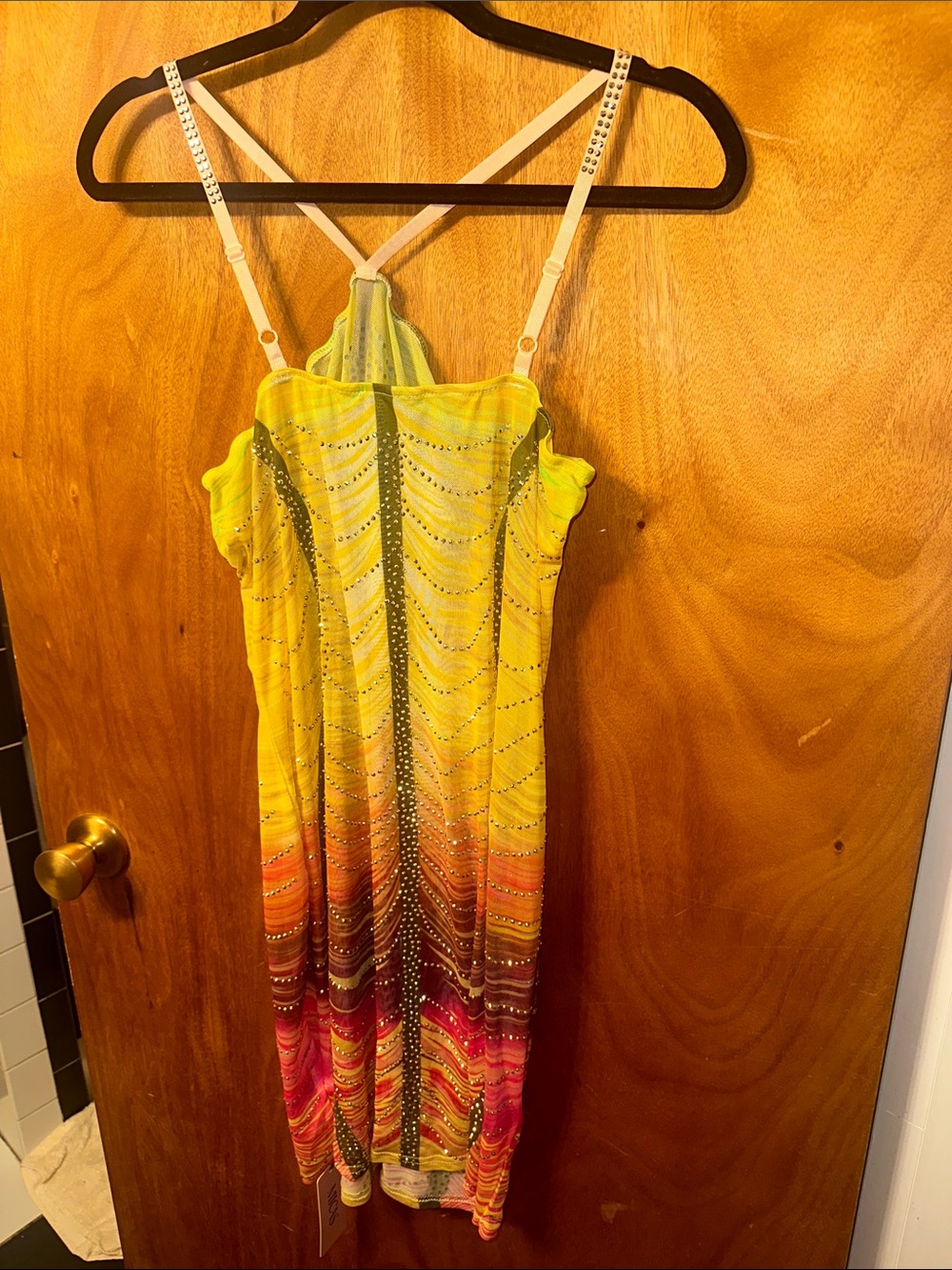 Sunset Ombre Strapless Beaded Summer Dress